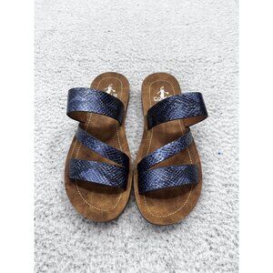 Women's Corkys Black Strappy Open Toe Slip On Sandal Size 8